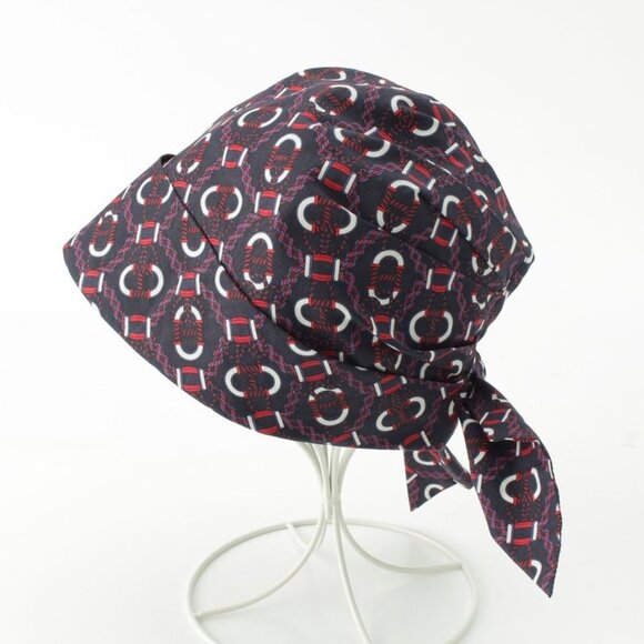 Hermes Raffia Cotton Gemini Hat Cap Navy main image 4